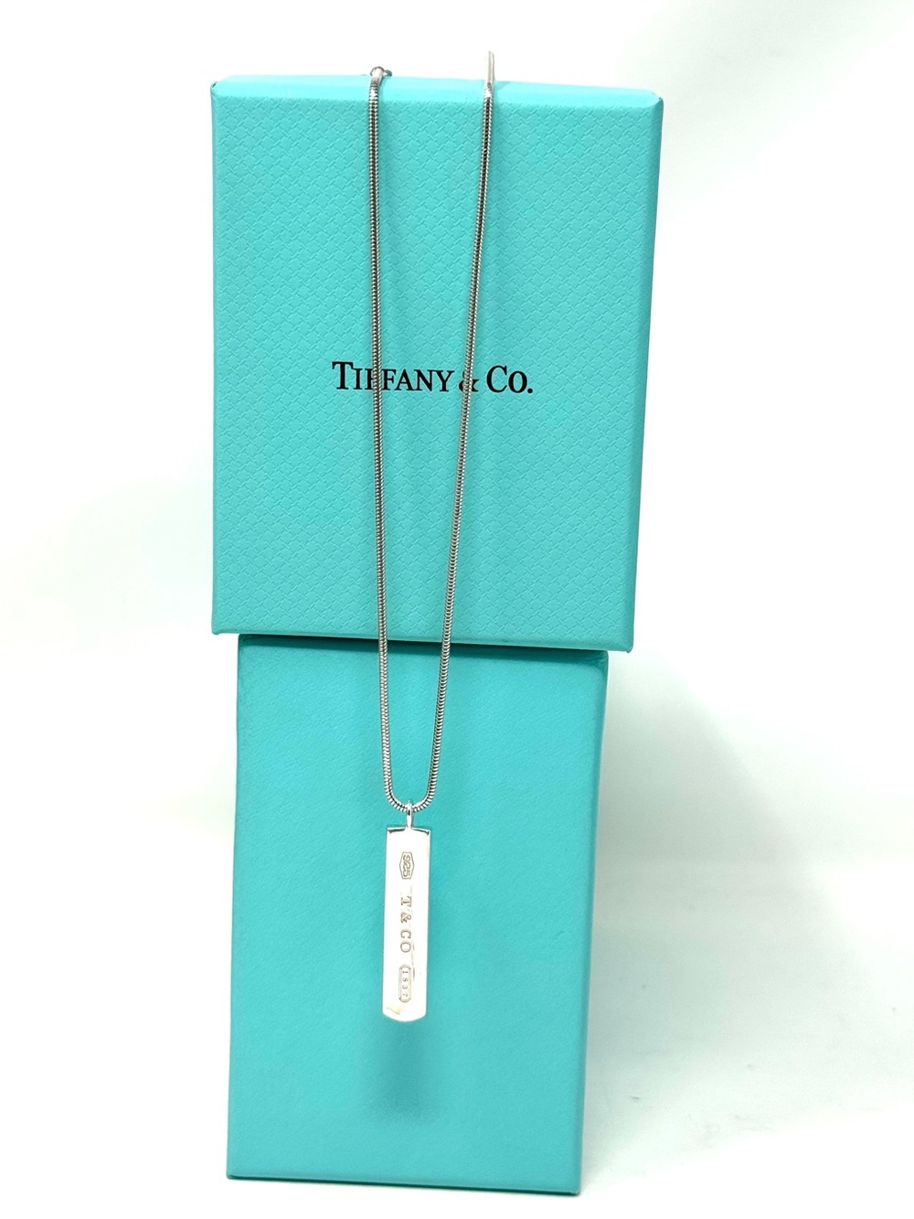 Authentic Tiffany & Co. 1837 Bar Snake Chain Necklace.